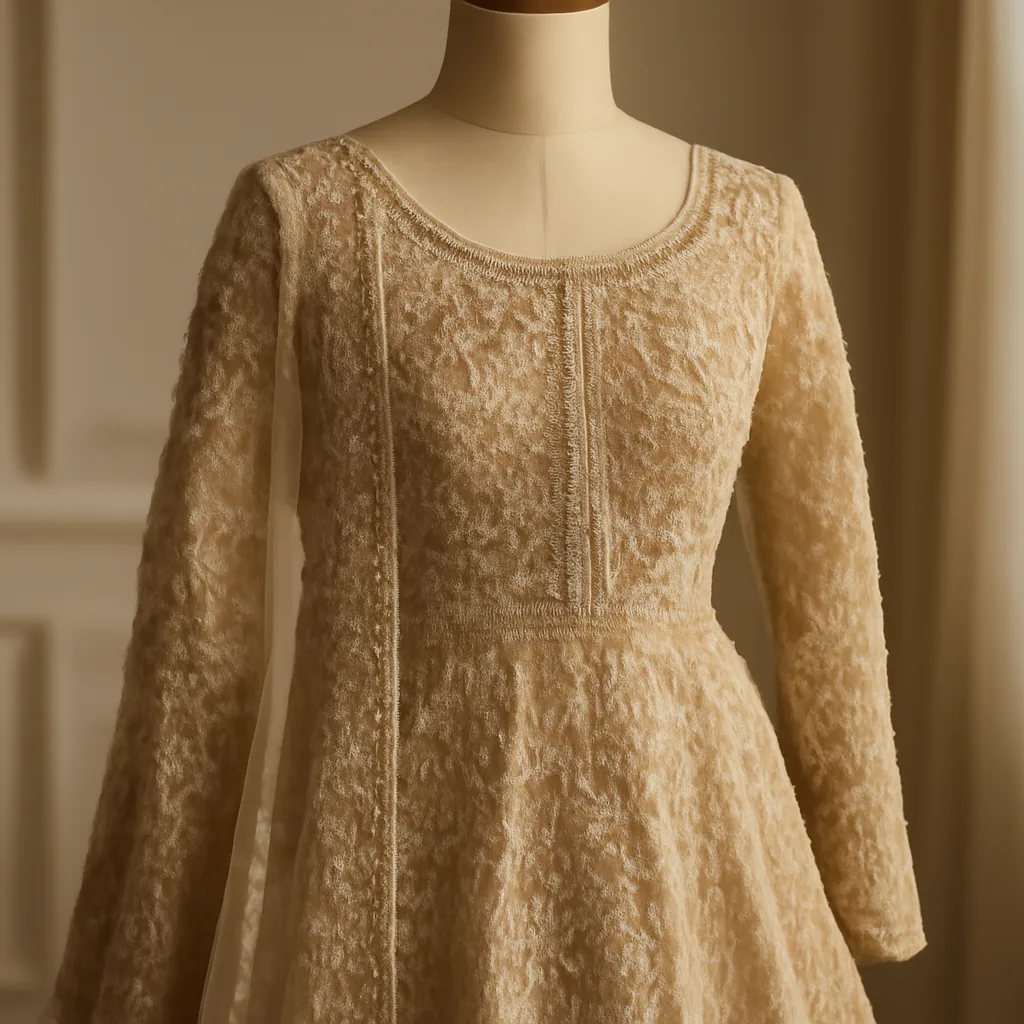 elegant close-up of a Pakistani bridal gown on
