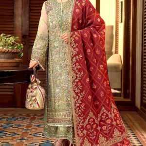 Luxury Handcrafted Embroidered Organza Bridal Dress for Weddings