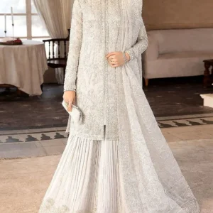 Luxurious Heavy Embroidered Organza Bridal Sharara Dress -