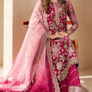 Glamorous Heavy Embroidered Chiffon Wedding Wear Dress with