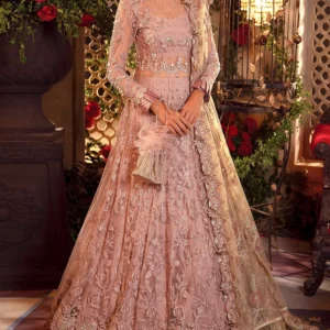 Heavy Embroidered with Hand Embelished Dusty Rose Net